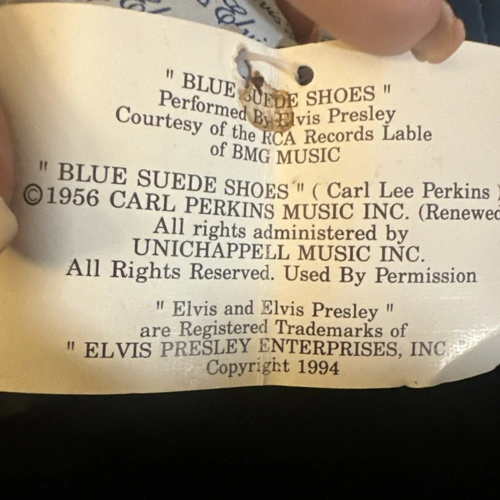 Elvis Presley Plush Blue Suede Shoes Teddy Bear Vintage 1994 RARE No Singing Box